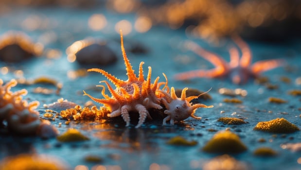 A group of sea anemones on the beach photo