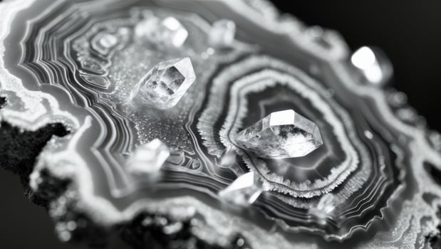Close Up of Pieces of Agate Found in Geode photo