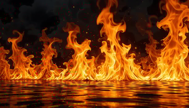 Fiery Blaze Water Reflection Flame Texture Overlays - Perfect for Design Projects hot red fire photo