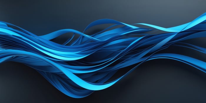 Abstract blue flowing lines on black background creates a sense of motion. photo