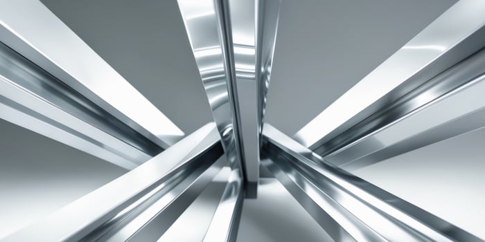 Gleaming metal beams coming together to create a modern and strong industrial design with a touch of elegance photo