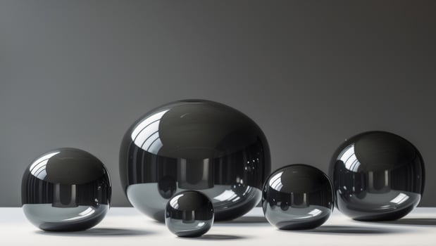 Elegantly Shaped Black Glass Domes with a Beautiful Reflective Surface that Captivates Attention. photo