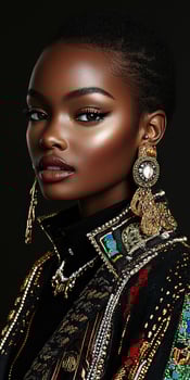 Elegant model showcasing unique fashion in a striking portrait photo