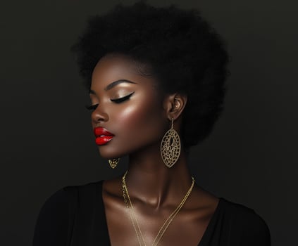Stunning portrait of a woman with elegant makeup and accessories photo