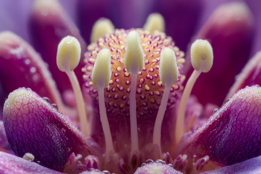 A close up of a purple flower with its stamen photo