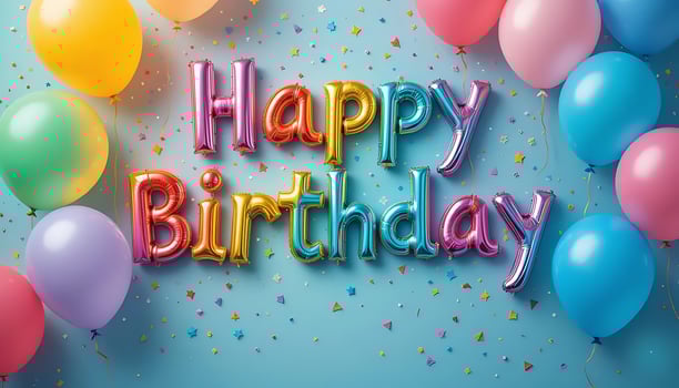 Rainbow Balloon Burst Joyful Birthday Wishes Celebration fun card party happy image event bright photo