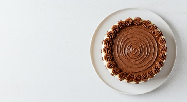 Delicious Chocolate Cake Swirl Frosting Dessert Sweet Treat Bakery Food Photography rich brown plate photo