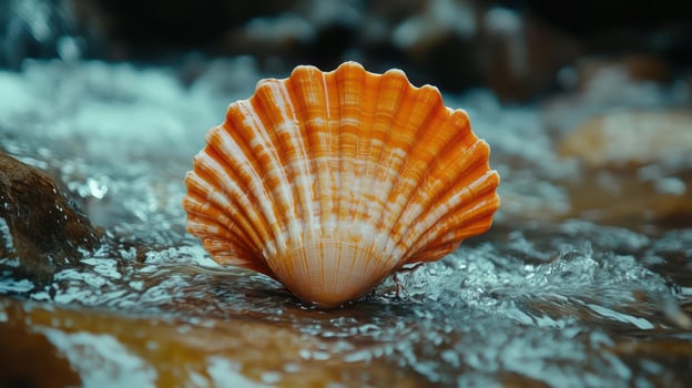 Close-up of a shell in water photo