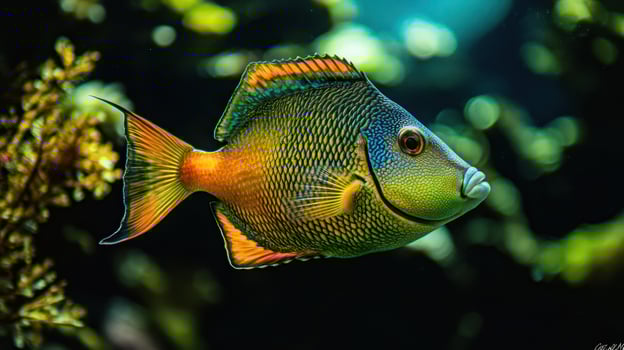 A colorful fish with black and orange stripes photo