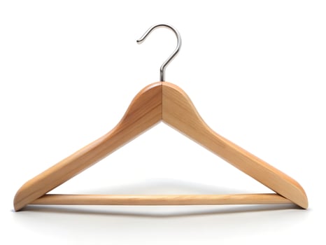 Wooden Clothes hanger isolated on white background photo