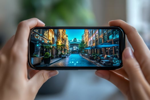 Capturing a vibrant urban street scene on smartphone photo