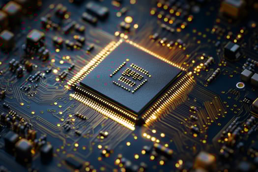 Advanced microchip technology with glowing circuitry photo