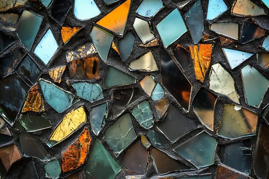 A close up of a mosaic wall with many different colors photo