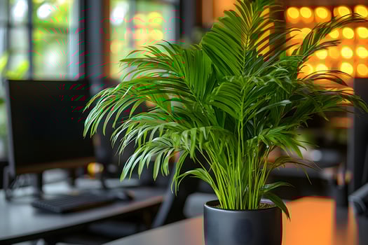 Office Environment with Indoor Potted Plant for Modern Workspace Design photo