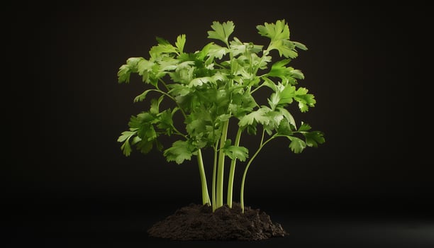Fresh green organic celery plant seasoning in black background photo