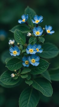 Stunning Blue Flower Phone Wallpaper with Vibrant Colors and Lush Green Leaves photo