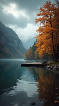 Stunning Autumn Lake Reflections Perfect for Nature Inspired Phone Wallpaper photo