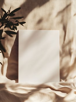 Blank canvas for wall art mockup showcasing modern minimalist style in neutral hues photo