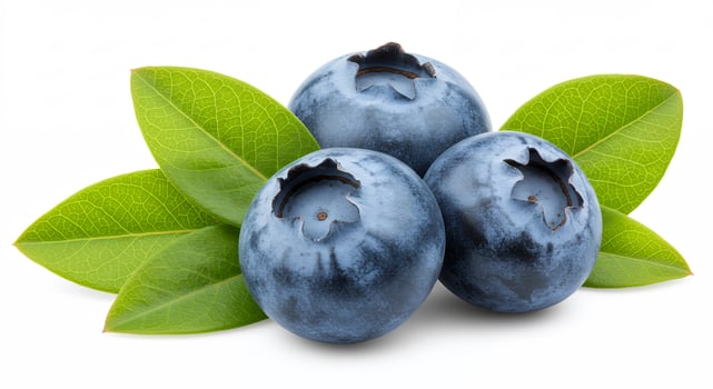 Juicy Blueberries with Fresh Green Leaves - High-Resolution Image photo