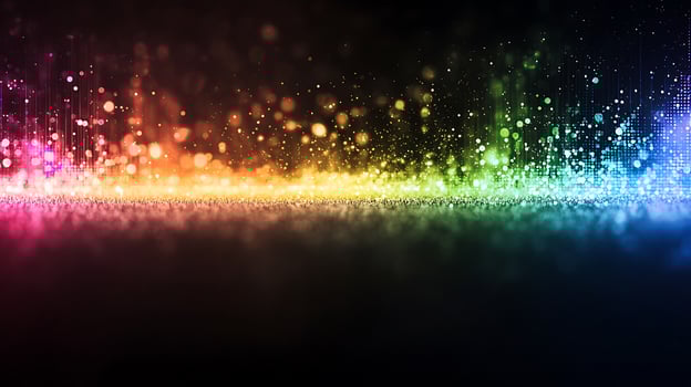 Vibrant abstract background with colorful bokeh effects and shimmering lights in a dark setting photo