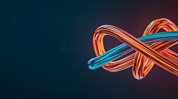 Vibrant abstract design featuring intertwined glowing wires against a dark background photo