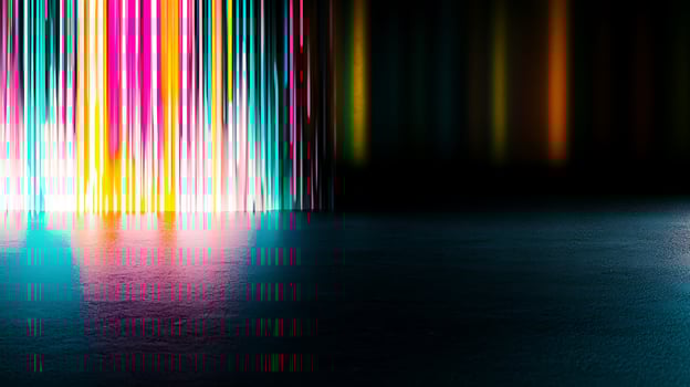 Vibrant abstract light streaks illuminate a dark background, creating a dynamic visual effect photo