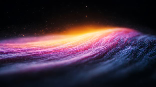 Vibrant abstract wave of colorful light flowing through a dark space, creating a mesmerizing effect photo