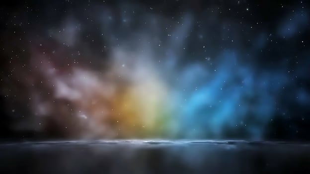 Vibrant cosmic landscape showcasing colorful nebulae against a starry sky, evoking wonder photo