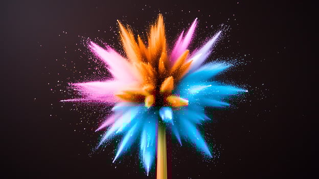 Vibrant explosion of colored powder against a dark background, creating a dynamic visual effect photo