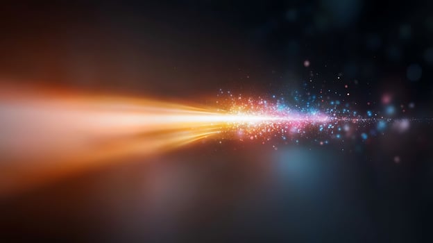 Vibrant light streaks with colorful particles creating a dynamic abstract background effect photo