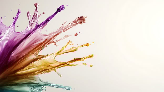 Vibrant splash of colorful liquid against a soft gradient background, showcasing dynamic movement photo