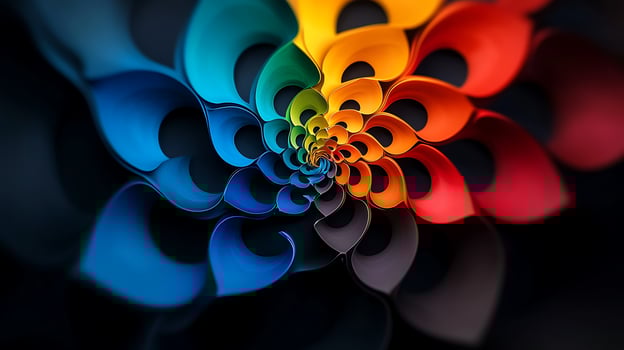 Vibrant spiral pattern showcasing a blend of colors swirling into a mesmerizing design photo