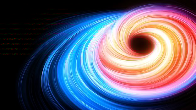 Vibrant swirling colors representing a cosmic black hole in a dark space background photo
