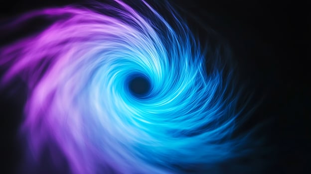 Vibrant swirling vortex of blue and purple light against a dark background, creating a mesmerizing effect photo