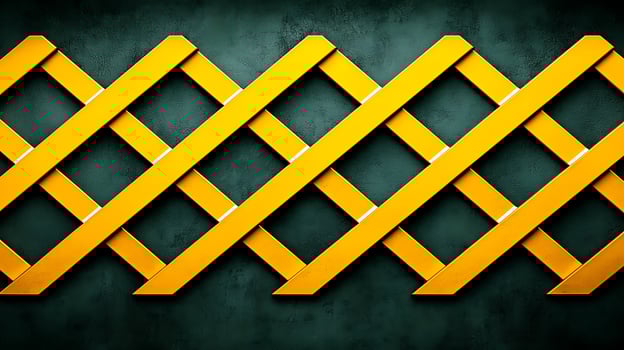 Vibrant yellow lattice pattern against a textured green wall, creating a lively backdrop photo