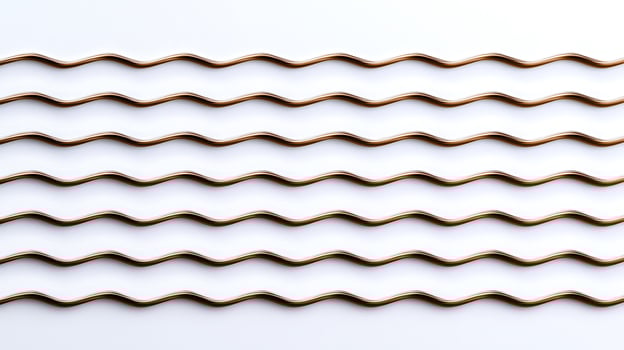 Wavy brown lines arranged in parallel on a white background, creating a rhythmic pattern photo
