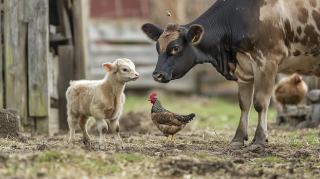 Farm Animals in a Peaceful Rural Scene photo