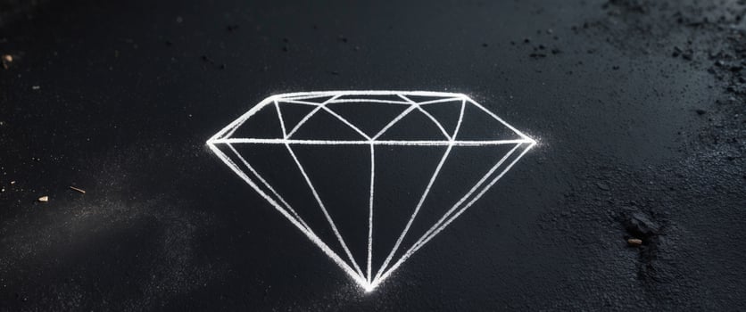 Chalk drawn diamond on a dark textured background surface. photo