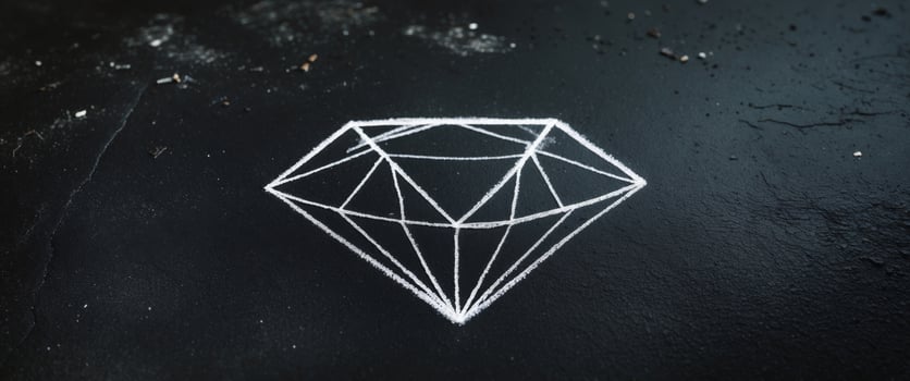 Chalk drawn diamond on a dark textured background surface photo