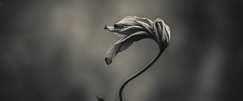 Curved stem flower with a drooping head in a grunge halftone style photo