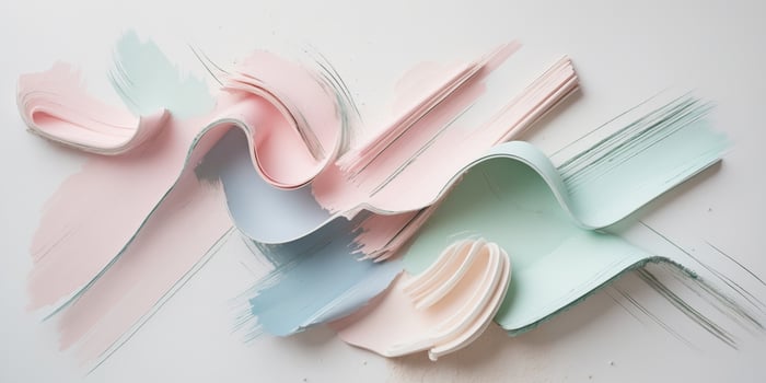 Abstract arrangement of unfinished pencil strokes showcasing soft colors blending together in a creative composition. photo