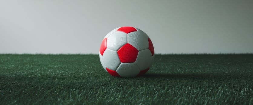 Red And White Soccer Ball On Dark Green Surface photo