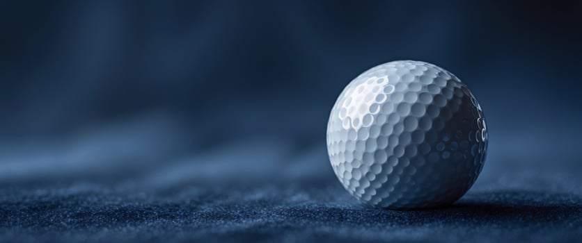 Simple yet stylish golf ball on an elegant dark blue surface. photo