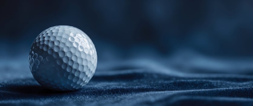 Simple yet stylish golf ball on an elegant dark blue surface photo