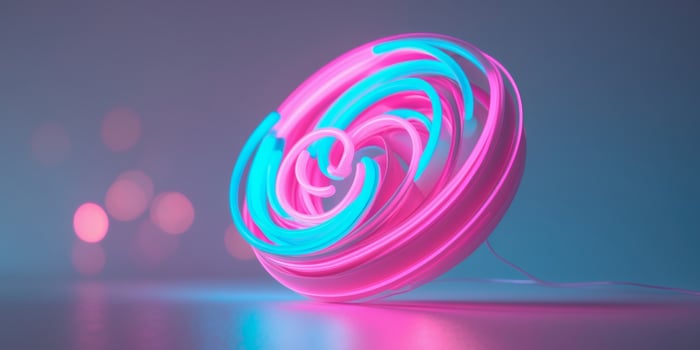Abstract Glowing Spiral with Pink and Blue Neon Lights. photo