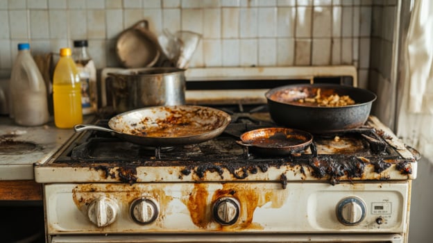 Dirty Burnt Stove Top - Kitchen Disaster photo