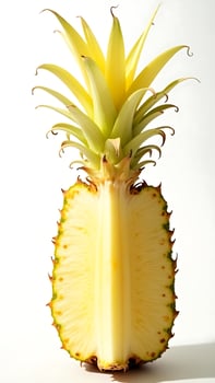 Closeup view of a ripe pineapple showcasing its inner layers and texture photo