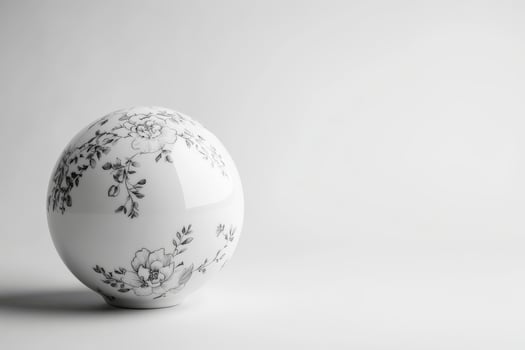 Handcrafted flower pottery sphere photo