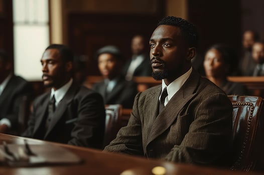 Historical Courtroom Scene Highlighting Justice and Humanity of the Past photo