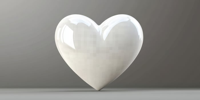 Shining white heart sculpture on a neutral background showcasing modern artistry and design photo